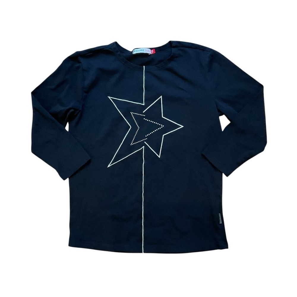 4/$25 Kidichic Girls 3/4 Sleeve T-Shirt Size 14 Black White Star Design